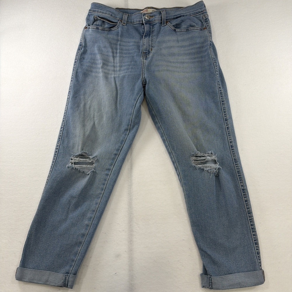 Levis Signature Womens 10 Jeans Heritage Boyfriend High Rise Blue Stretch‎ Denim